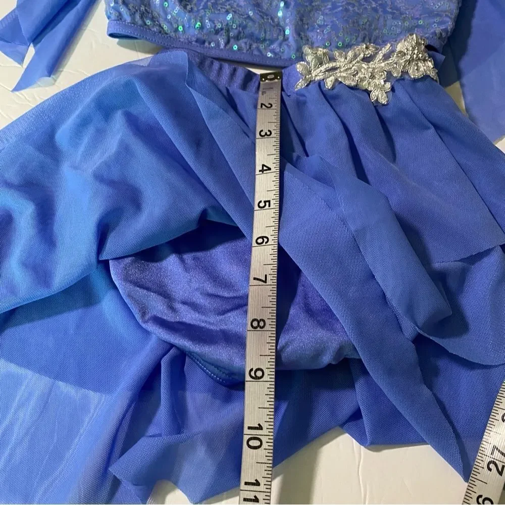 Weissman dance costume 2 piece blue top skirt Unicorn 15116 SC Small MC child